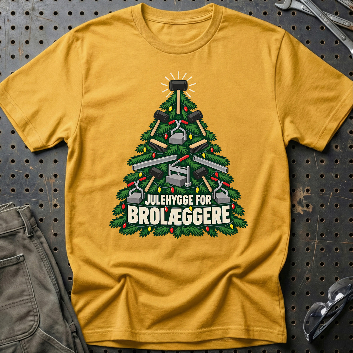 
Brolægger – Julehygge – Unisex T-Shirt – Guld