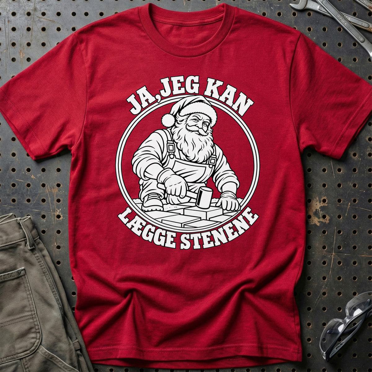 
Brolægger – Santa Kan Det – Jul T-Shirt – Rød