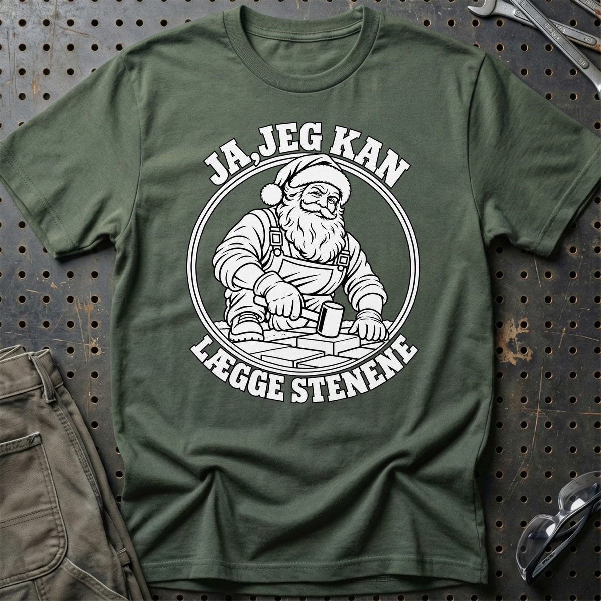 
Brolægger – Santa Kan Det – Jul T-Shirt – Grøn Militær