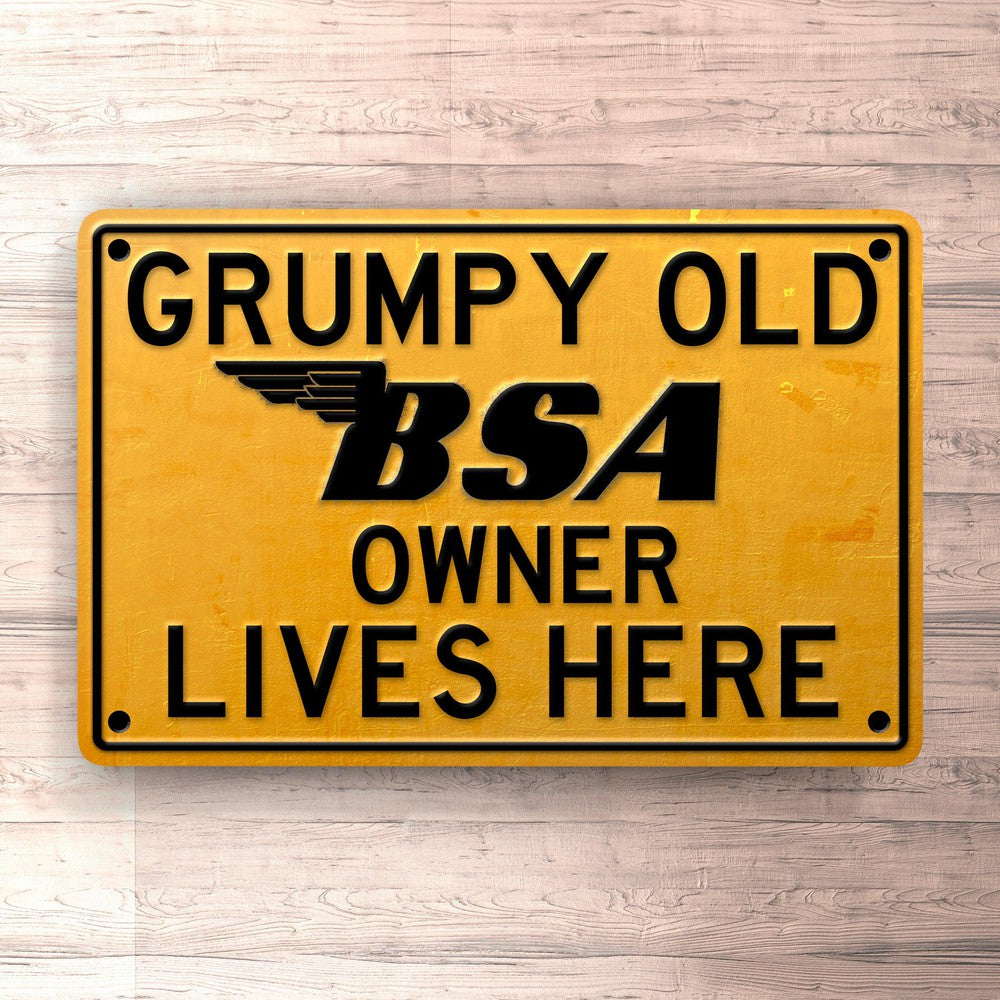 Bsa Grumpy Old Bsa Owner Lives Here Skilte, Musemåtte, Dørmåtte-Skilte-BSA-Garage Culture Shop- garage - man cave - merchandise