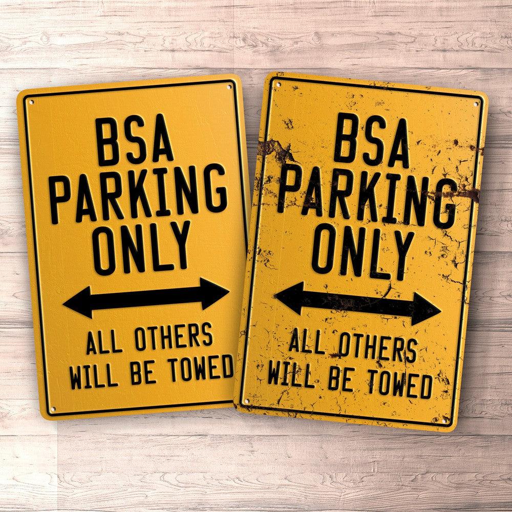 Bsa Parking Only Skilte, Musemåtte, Dørmåtte , Plakat-Parking skilte-BSA-Garage Culture Shop- garage - man cave - merchandise