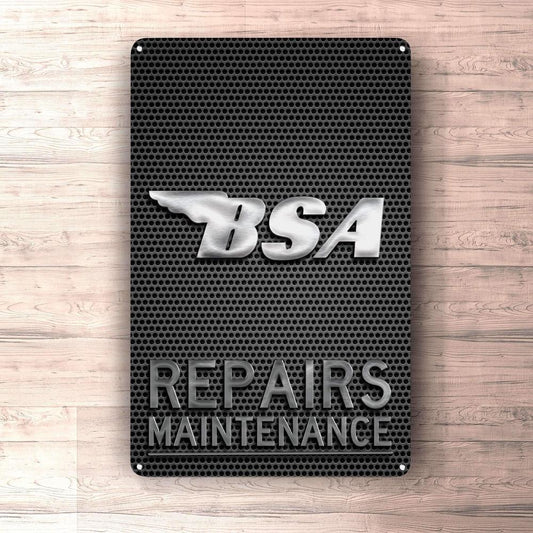 Bsa Repairs Maintenance Skilte, Musemåtte, Dørmåtte , Plakat-Skilte-BSA-Garage Culture Shop- garage - man cave - merchandise