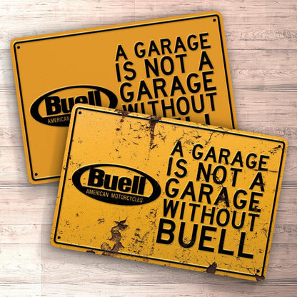 Buell A Garage Is Not A Garage Without Buell Skilte, Musemåtte, Dørmåtte , Plakat-Skilte-Buell-Garage Culture Shop- garage - man cave - merchandise