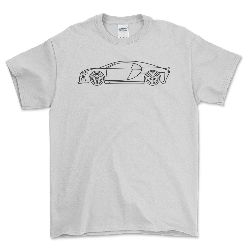 Bugatti Chiron Profilee Outline - Unisex T-Shirt , Bomuld-Beklædning-Bugatti-Hvid-S-Garage Culture Shop- garage - man cave - merchandise