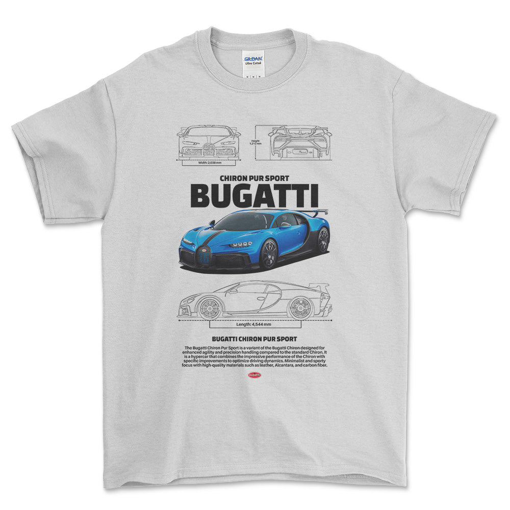 Bugatti Chiron - Unisex T-Shirt , Bomuld-Beklædning-Bugatti-Hvid-S-Forside-Garage Culture Shop- garage - man cave - merchandise