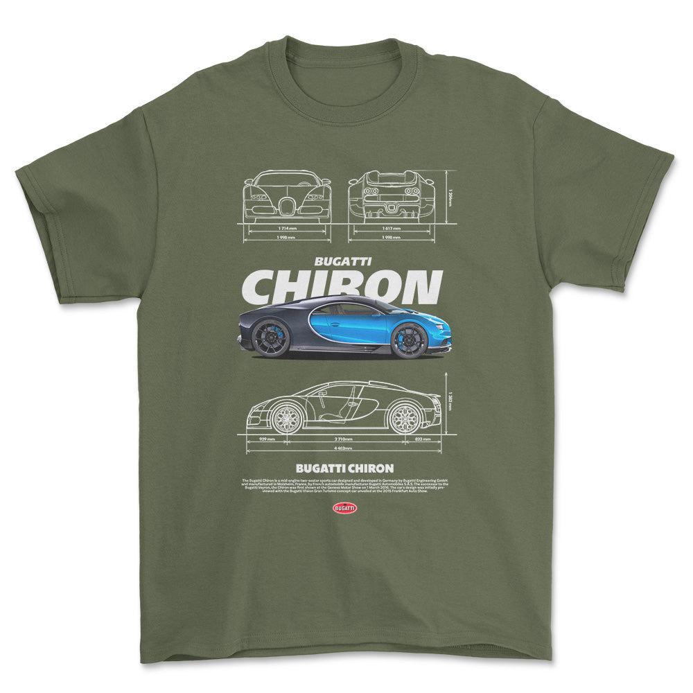 Bugatti Chiron - Unisex T-Shirt , Bomuld-Beklædning-Bugatti-Grøn Militær-S-Forside-Garage Culture Shop- garage - man cave - merchandise
