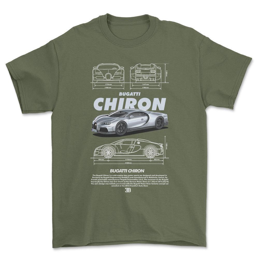 Bugatti Chiron - Unisex T-Shirt , Bomuld-Beklædning-Bugatti-Grøn Militær-S-Forside-Garage Culture Shop- garage - man cave - merchandise