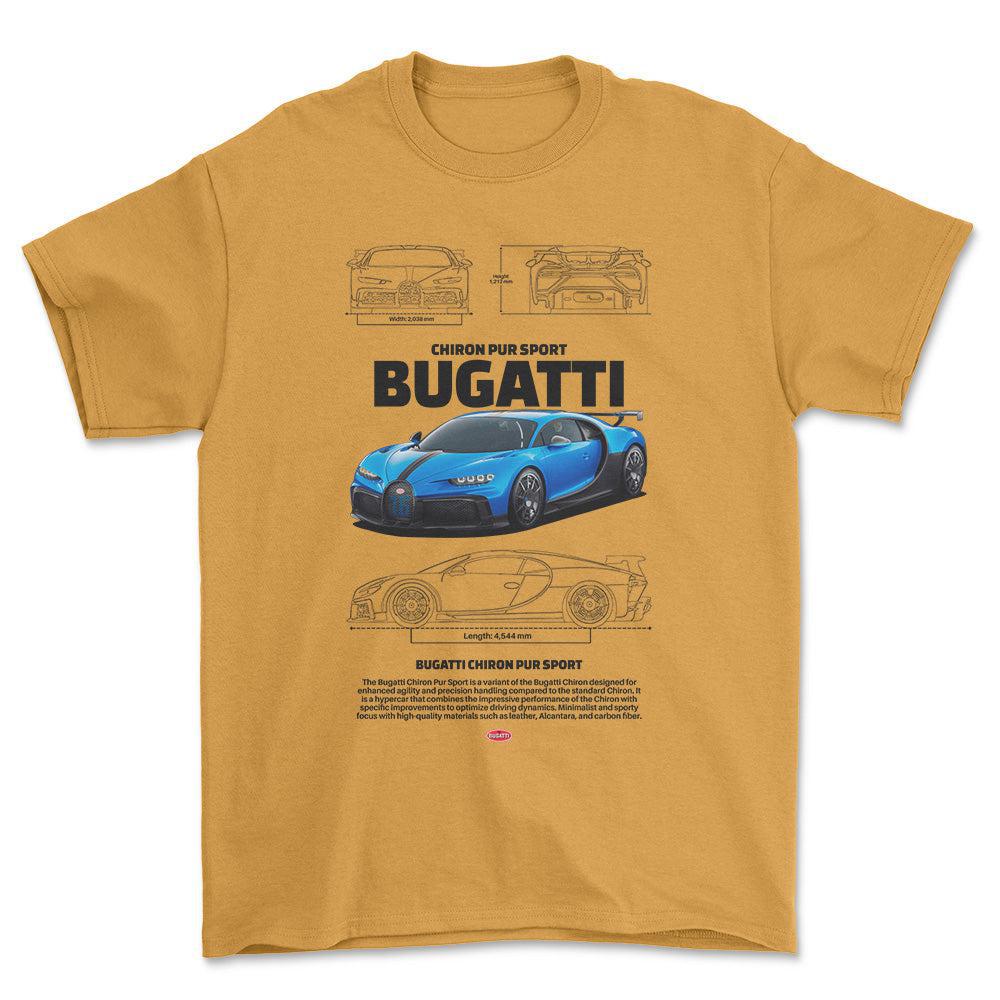 Bugatti Chiron - Unisex T-Shirt , Bomuld-Beklædning-Bugatti-Guld-S-Forside-Garage Culture Shop- garage - man cave - merchandise