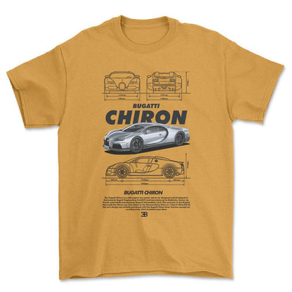 Bugatti Chiron - Unisex T-Shirt , Bomuld-Beklædning-Bugatti-Guld-S-Forside-Garage Culture Shop- garage - man cave - merchandise
