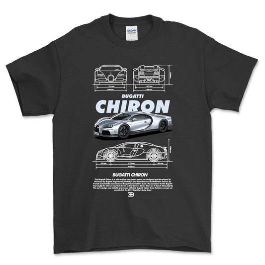 Bugatti Chiron - Unisex T-Shirt , Bomuld-Beklædning-Bugatti-Sort-S-Forside-Garage Culture Shop- garage - man cave - merchandise