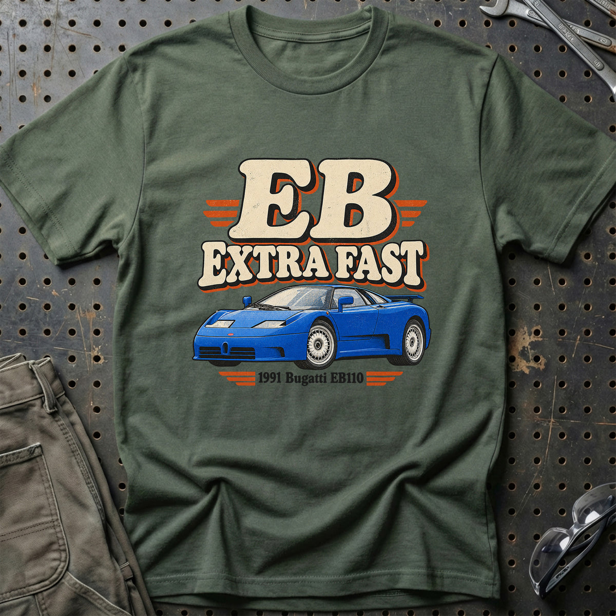 
Bugatti EB110 1991 – EB Extra Fast T-Shirt – Grøn Militær