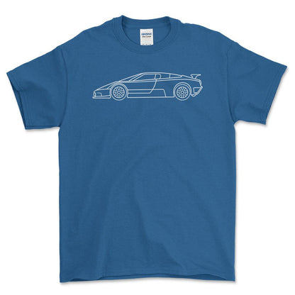Bugatti EB110 SS Outline - Unisex T-Shirt , Bomuld-Beklædning-Bugatti-Blå Royal-S-Forside-Garage Culture Shop- garage - man cave - merchandise