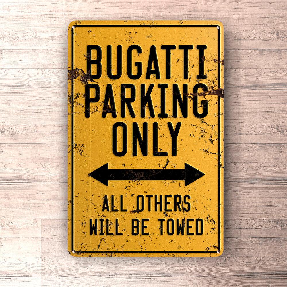 Bugatti Parking Only Skilte, Musemåtte, Dørmåtte-Parking skilte-Bugatti-Garage Culture Shop- garage - man cave - merchandise