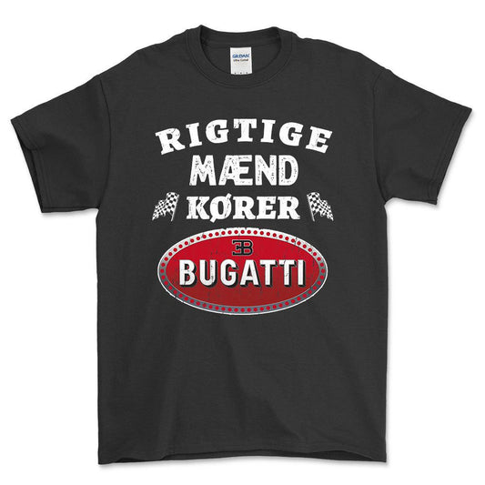 Bugatti Rigtige Mænd Kører Unisex T-Shirt , Bomuld-Beklædning-Bugatti-Sort-S-Forside-Garage Culture Shop- garage - man cave - merchandise