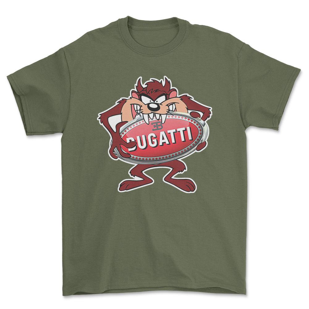 Bugatti TAZ Unisex T-Shirt , Bomuld-Beklædning-Bugatti-Grøn Militær-S-Forside-Garage Culture Shop- garage - man cave - merchandise