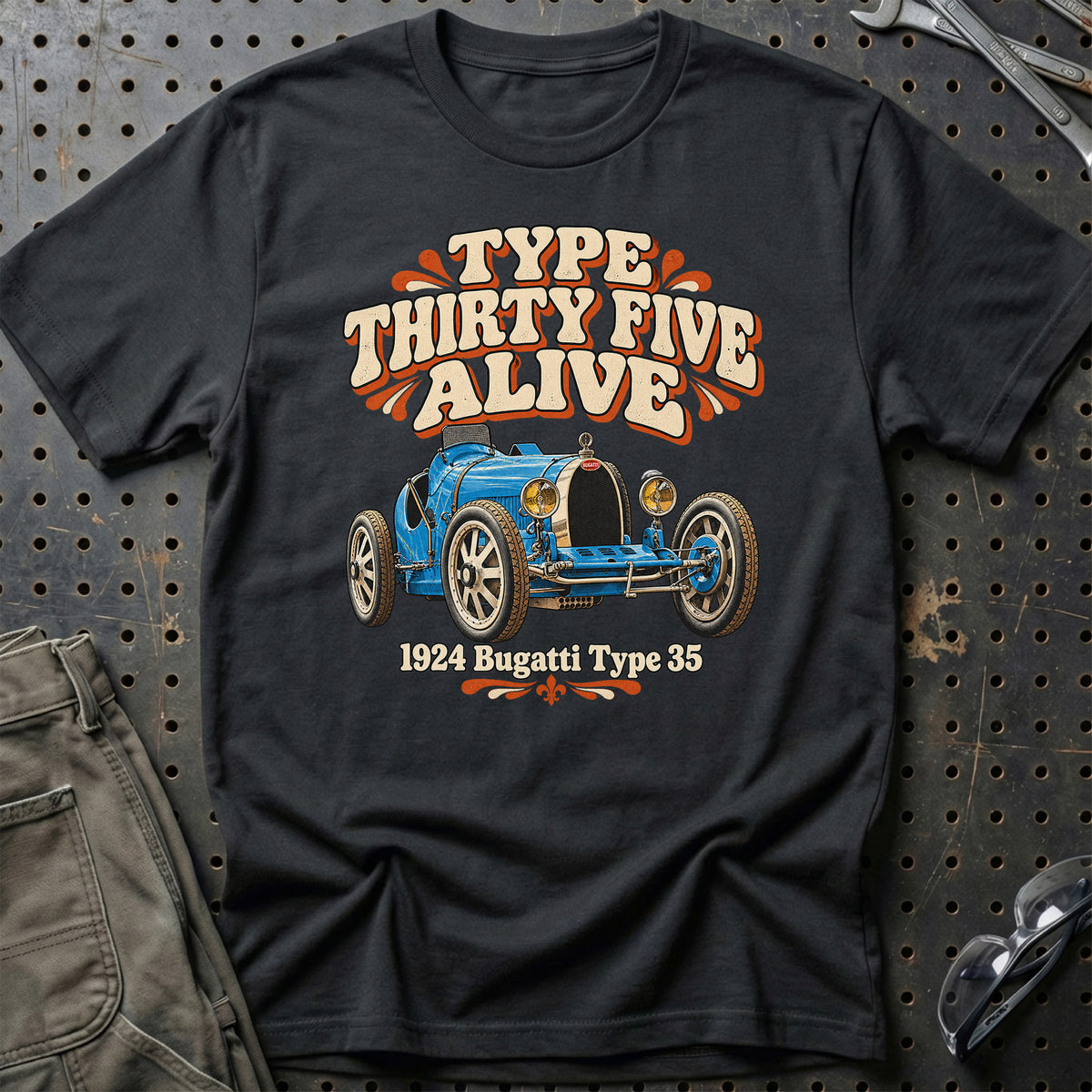 
Bugatti Type 35 1924 – Type Thirty Five Alive T-Shirt – Sort