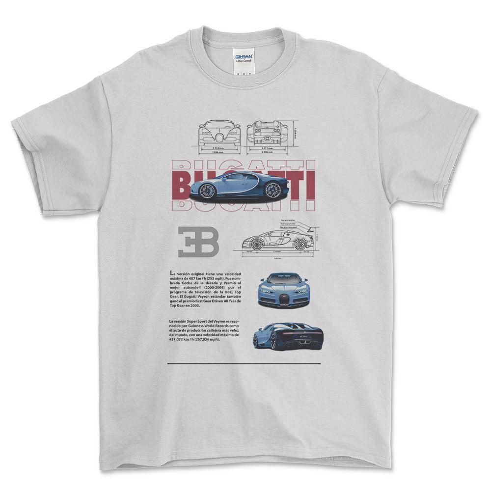 Bugatti - Unisex T-Shirt , Bomuld-Beklædning-Bugatti-Hvid-S-Forside-Garage Culture Shop- garage - man cave - merchandise