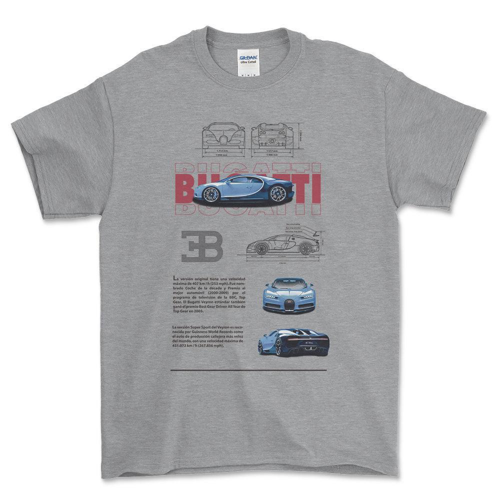 Bugatti - Unisex T-Shirt , Bomuld-Beklædning-Bugatti-Grå Sport-S-Forside-Garage Culture Shop- garage - man cave - merchandise