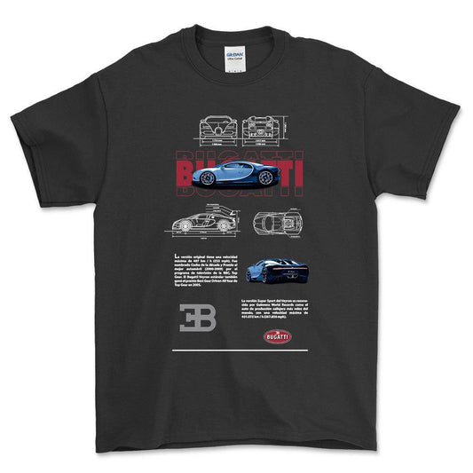 Bugatti - Unisex T-Shirt , Bomuld-Beklædning-Bugatti-Sort-S-Forside-Garage Culture Shop- garage - man cave - merchandise
