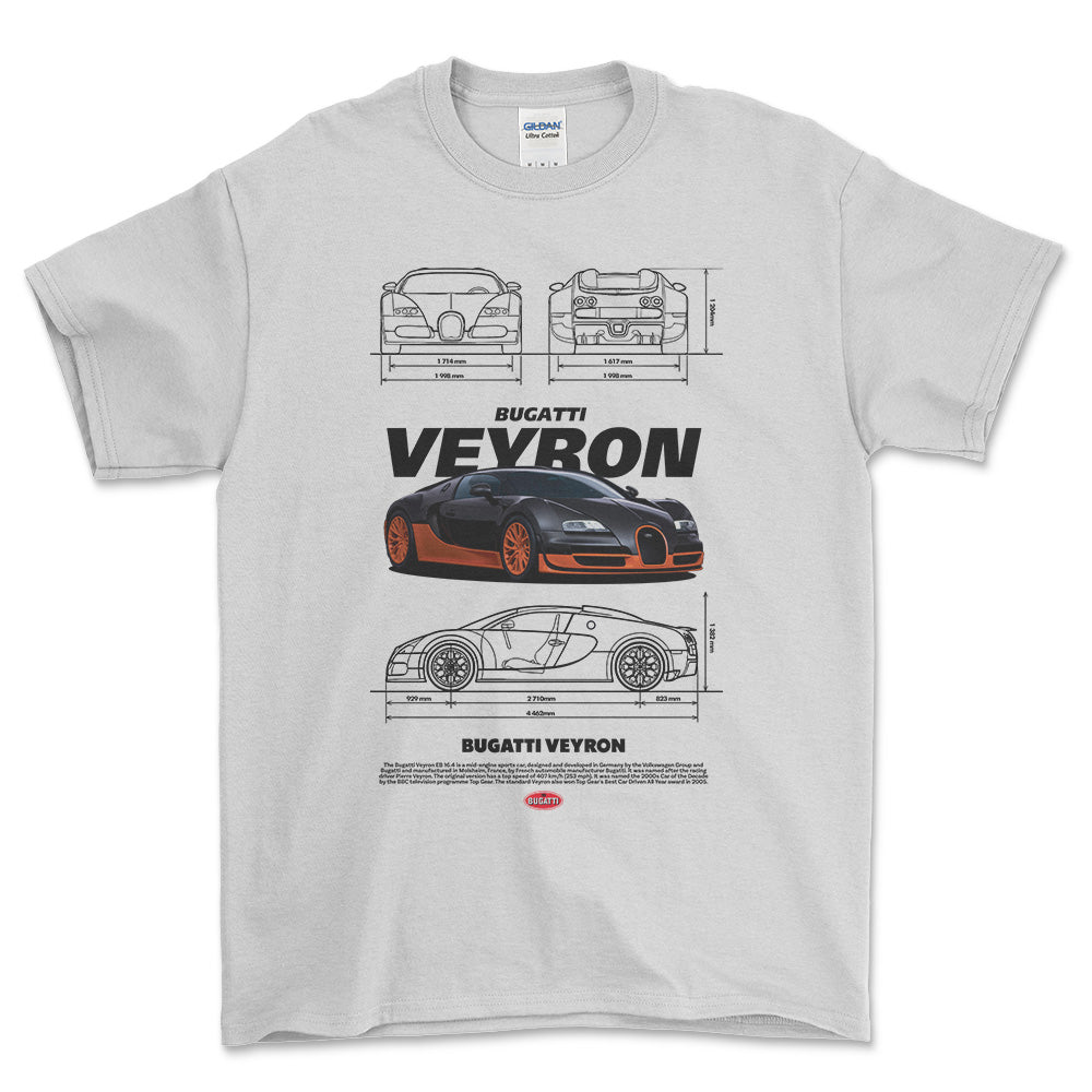 Bugatti Veyron - Unisex T-Shirt , Bomuld-Beklædning-Bugatti-Hvid-S-Forside-Garage Culture Shop- garage - man cave - merchandise