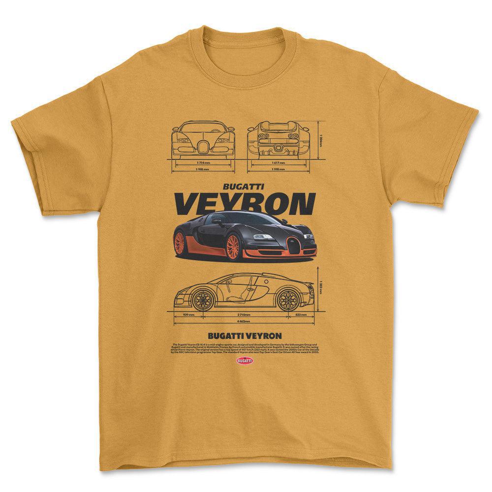 Bugatti Veyron - Unisex T-Shirt , Bomuld-Beklædning-Bugatti-Guld-S-Forside-Garage Culture Shop- garage - man cave - merchandise