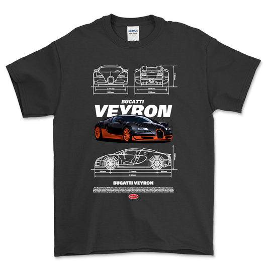 Bugatti Veyron - Unisex T-Shirt , Bomuld-Beklædning-Bugatti-Sort-S-Forside-Garage Culture Shop- garage - man cave - merchandise