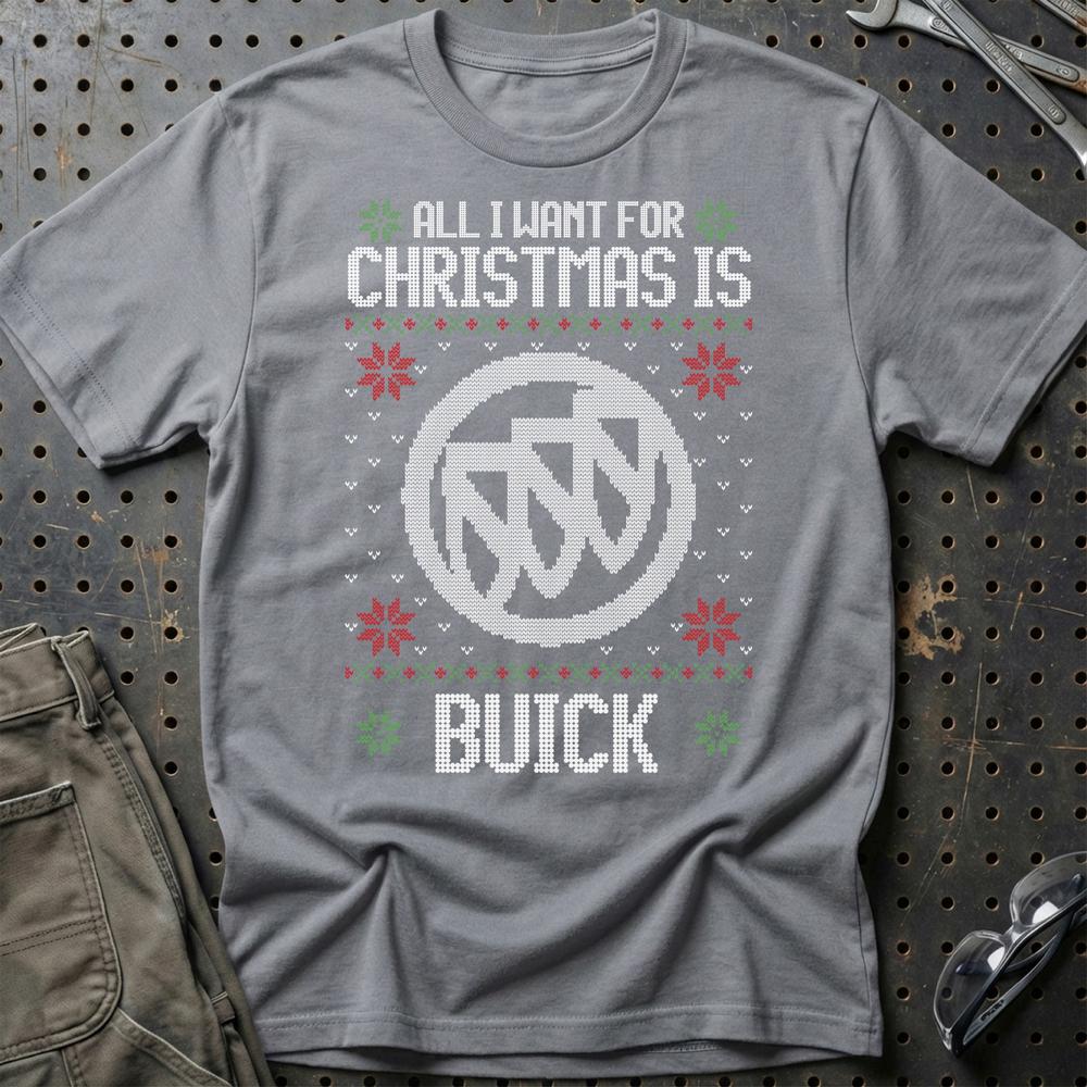 Buick - All I Want For Christmas T-Shirt-Beklædning-Buick-Grå Sport-S-Garage Culture Shop- garage - man cave - merchandise