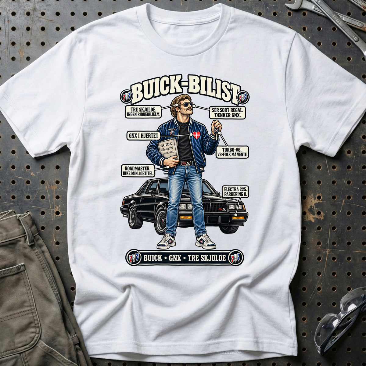 
Buick-Bilist T-Shirt – Hvid