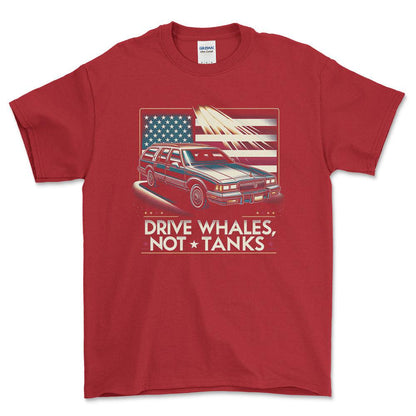 Buick Estate Wagon - Drive Whales, Not Tanks - Unisex T-Shirt , Bomuld-Beklædning-Buick-Rød-S-Forside-Garage Culture Shop- garage - man cave - merchandise