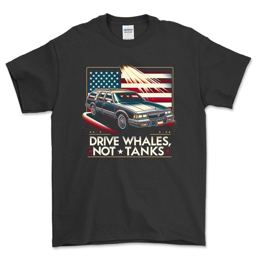 Buick Estate Wagon - Drive Whales, Not Tanks - Unisex T-Shirt , Bomuld-Beklædning-Buick-Sort-S-Garage Culture Shop- garage - man cave - merchandise