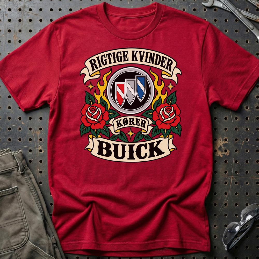
Produktbillede af Buick Rigtige Kvinder Kører – Roser og Flammer T-Shirt