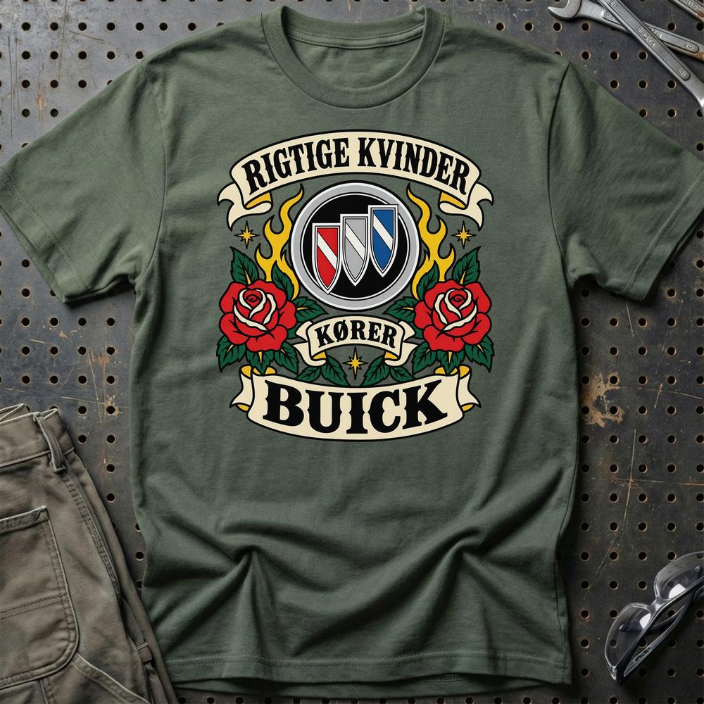 
Produktbillede af Buick Rigtige Kvinder Kører – Roser og Flammer T-Shirt