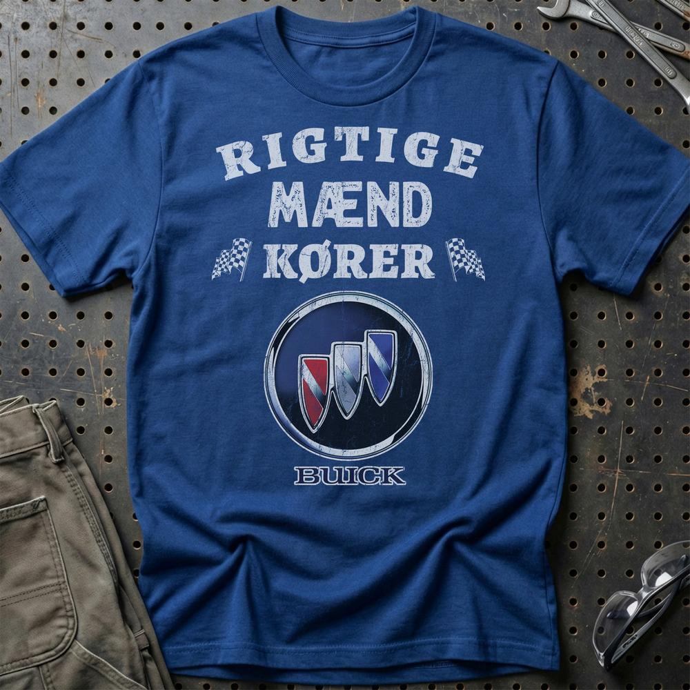 Buick Rigtige Mænd Kører T-Shirt-Beklædning-Buick-Blå Royal-S-Garage Culture Shop- garage - man cave - merchandise