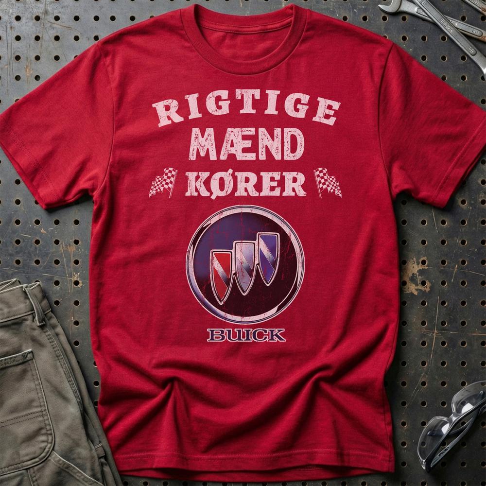 Buick Rigtige Mænd Kører T-Shirt-Beklædning-Buick-Rød-S-Garage Culture Shop- garage - man cave - merchandise