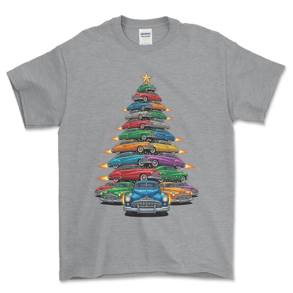 Buick Super Eight Juletræ Christmas Tree - Unisex T-Shirt-Beklædning-Buick-Grå Sport-S-Forside-Garage Culture Shop- garage - man cave - merchandise