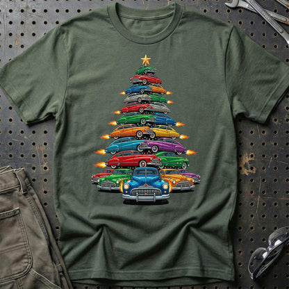 Buick Super Eight Juletræ Christmas Tree - Unisex T-Shirt-Beklædning-Buick-Grøn Militær-S-Garage Culture Shop- garage - man cave - merchandise