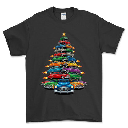 Buick Super Eight Juletræ Christmas Tree - Unisex T-Shirt-Beklædning-Buick-Sort-S-Forside-Garage Culture Shop- garage - man cave - merchandise