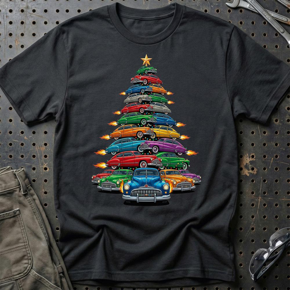 Buick Super Eight Juletræ Christmas Tree - Unisex T-Shirt-Beklædning-Buick-Sort-S-Garage Culture Shop- garage - man cave - merchandise