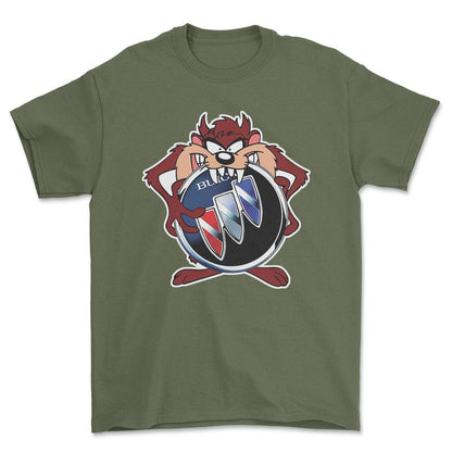 Buick TAZ Unisex T-Shirt , Bomuld-Beklædning-Buick-Grøn Militær-S-Forside-Garage Culture Shop- garage - man cave - merchandise