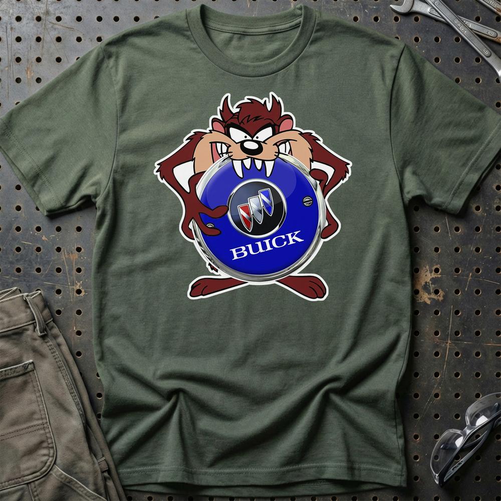Buick TAZ Unisex T-Shirt , Bomuld-Beklædning-Buick-Grøn Militær-S-Garage Culture Shop- garage - man cave - merchandise
