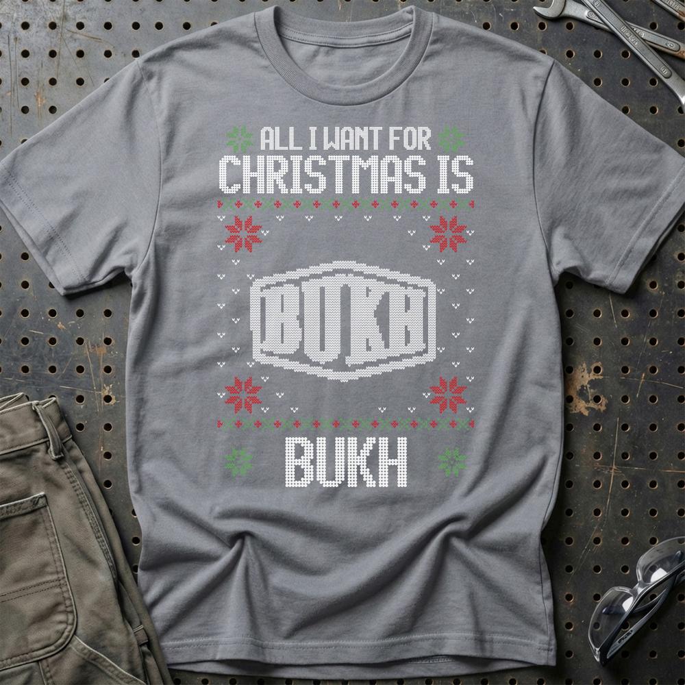 Bukh - All I Want For Christmas - Unisex T-Shirt , Bomuld-Beklædning-Bukh-Grå Sport-S-Garage Culture Shop- garage - man cave - merchandise