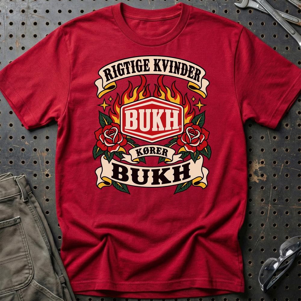 
Produktbillede af Bukh Rigtige Kvinder Kører – Roser og Flammer T-Shirt