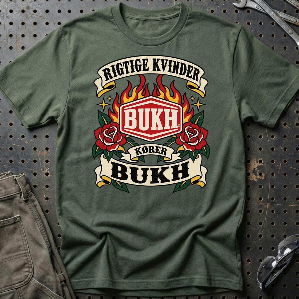 
Produktbillede af Bukh Rigtige Kvinder Kører – Roser og Flammer T-Shirt