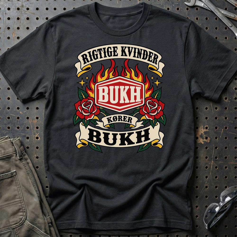 
Produktbillede af Bukh Rigtige Kvinder Kører – Roser og Flammer T-Shirt