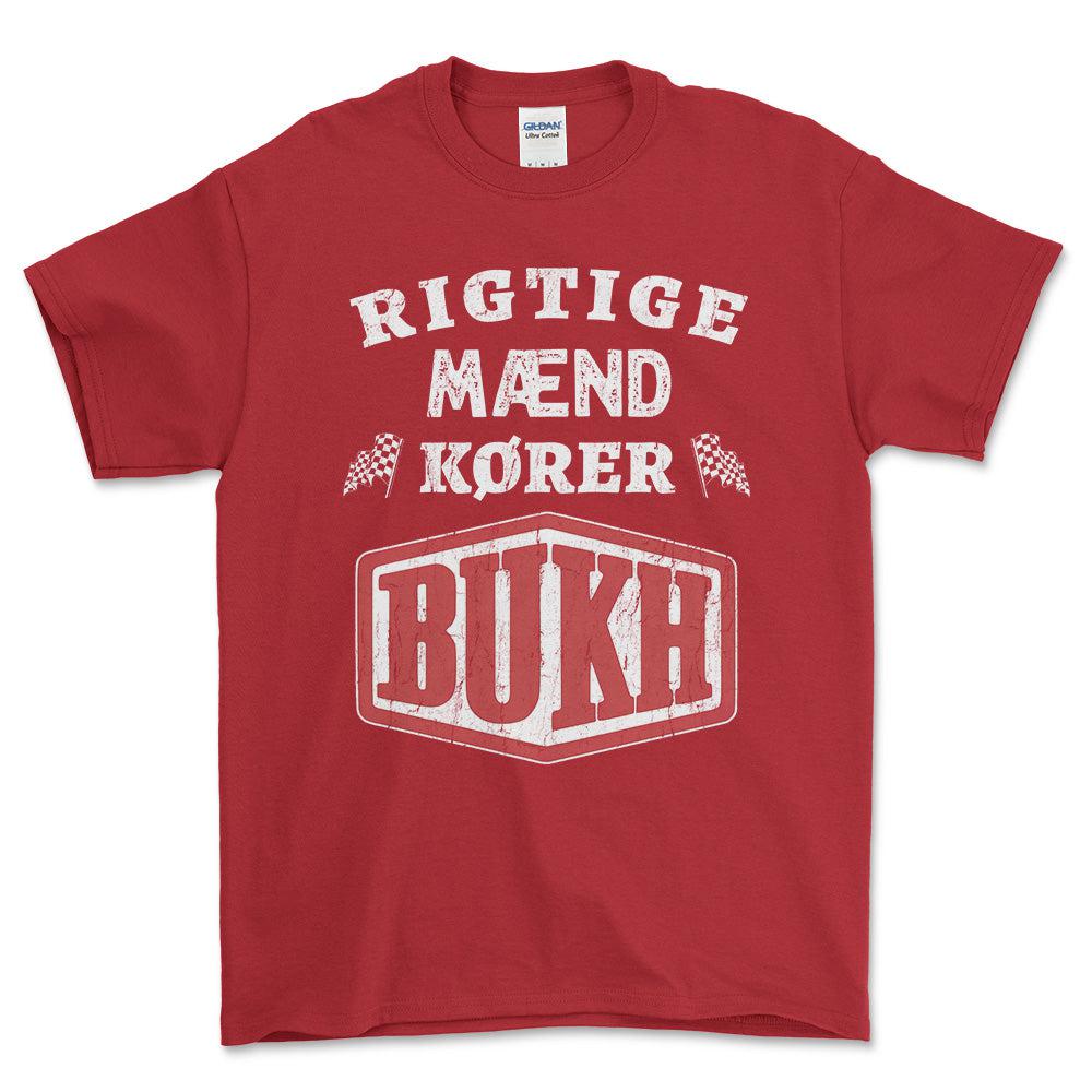 Bukh Rigtige Mænd Kører - Unisex T-Shirt , Bomuld-Beklædning-Bukh-Rød-S-Forside-Garage Culture Shop- garage - man cave - merchandise