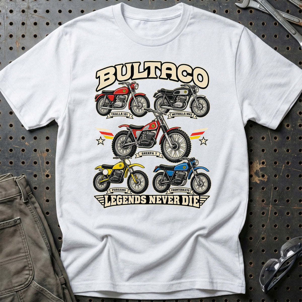 
Produktbillede af Bultaco Legends Never Die T-Shirt