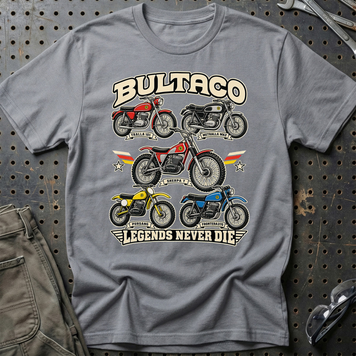 
Produktbillede af Bultaco Legends Never Die T-Shirt