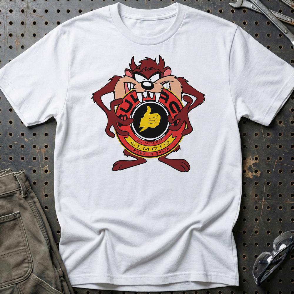 Bultaco TAZ Unisex T-Shirt , Bomuld-Beklædning-Bultaco-Hvid-S-Garage Culture Shop- garage - man cave - merchandise