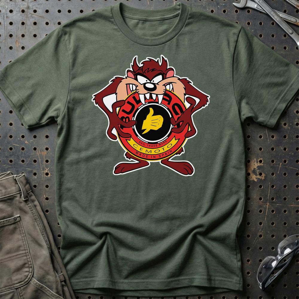 Bultaco TAZ Unisex T-Shirt , Bomuld-Beklædning-Bultaco-Grøn Militær-S-Garage Culture Shop- garage - man cave - merchandise