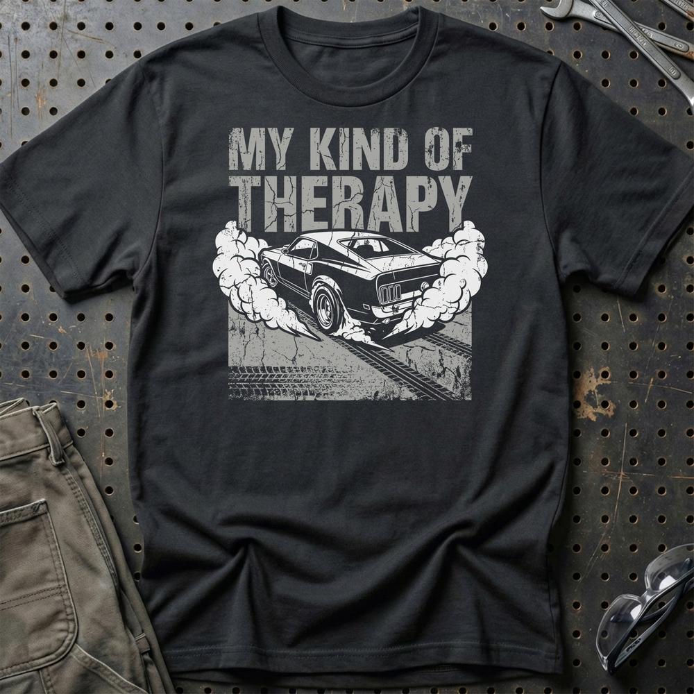 Burn Out My Kind Of Therapy T-Shirt-Beklædning-Garage Culture-Sort-S-Garage Culture Shop- garage - man cave - merchandise